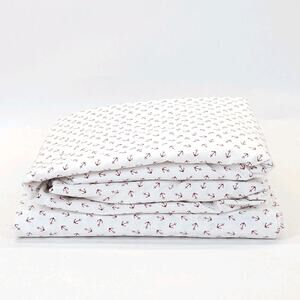 Ralph Lauren TWIN Sheet 2pc Set Cotton Red Anchor Nautical Coastal Americana